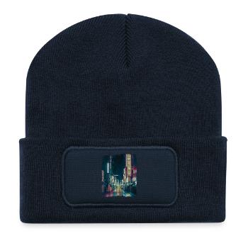 Aesthetics Vaporwave Japanese Vintage Tokyo Retro - Recycled Patch Beanie - french navy - Front