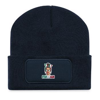 Fille italienne avec des lunettes de soleil drapeau - Beanie recyclé à patch - bleu marine - Devant