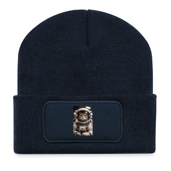 Weltraumkatze im Astronautenanzug - Recycelte Patch Beanie - French Navy - Vorne