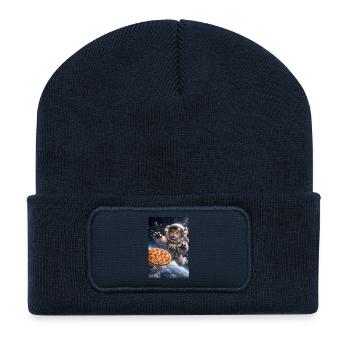 Astronautenkatze rettet Pizza im All - Recycelte Patch Beanie - French Navy - Vorne