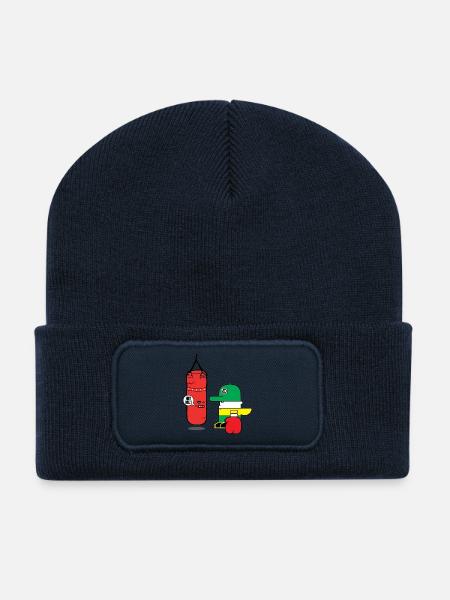 Cartoon Boxing Duo: Bold Bag Mascot - Recycled Patch Beanie - french navy
