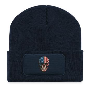 USA Totenkopf - Design du Crâne Patriote - Beanie recyclé à patch - bleu marine - Devant