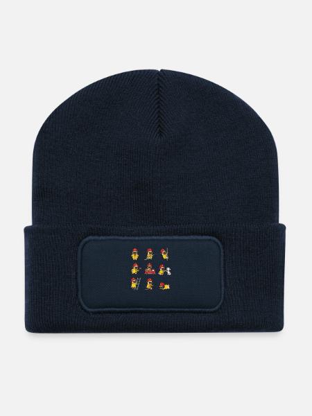 Feuerwehr Mops Cartoon Für Kinder Fans - Recycelte Patch Beanie - French Navy