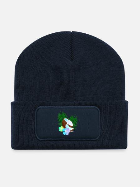 Kokosnuss Insel Tropen Hibiskus - Recycelte Patch Beanie - French Navy
