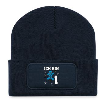 I'm 1 Ninja 1st Birthday Blue Karate - Recycled Patch Beanie - french navy - Front