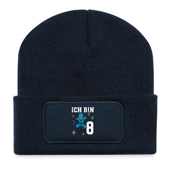 I'm 8 Ninja 8th Birthday Blue Karate - Recycled Patch Beanie - french navy - Front