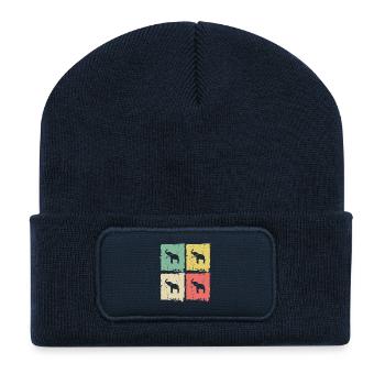 Elefant Quadri Pastell Muster - Recycelte Patch Beanie - French Navy - Vorne