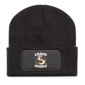 Dessin animé du furet nouilles du chaos - Beanie recyclé à patch - charbon - Devant