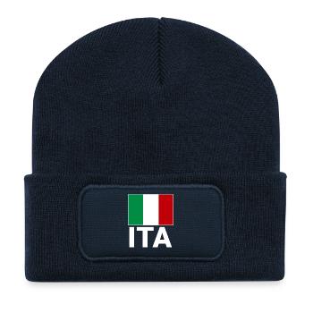 Italy flag with ITA abbreviation - Recycled Patch Beanie - french navy - Front