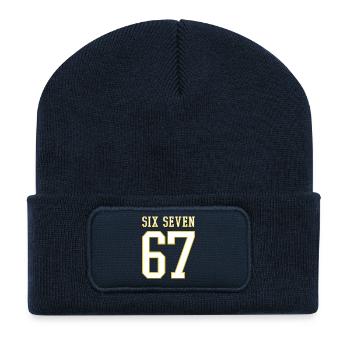 67 Six Seven - viral Meme - College - Recycelte Patch Beanie - French Navy - Vorne