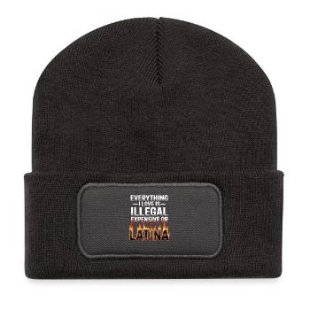 Tout ce que j’aime est illégal, cher ou latina - Beanie recyclé à patch - charbon - Devant
