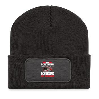 Attention schoolchild in action - Recycled Patch Beanie - dark grey - Front