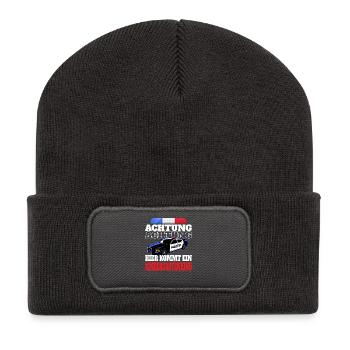 Attention police car kindergarten child - Recycled Patch Beanie - dark grey - Front