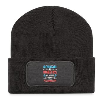 Diabète de type 1 - Beanie recyclé à patch - charbon - Devant