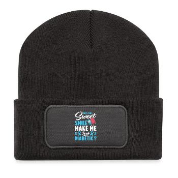 Diabète de type 1 - Beanie recyclé à patch - charbon - Devant