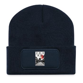 Kyoto japonais vintage Japon - Beanie recyclé à patch - bleu marine - Devant