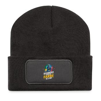  Schmerz Vergeht Farbe Blleibt Lustiger Paintball - Recycelte Patch Beanie - Dunkelgrau - Vorne