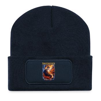 Chostakovitch Le son du feu au piano - Beanie recyclé à patch - bleu marine - Devant