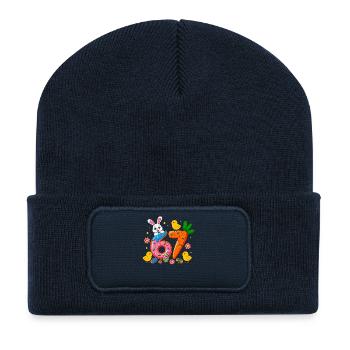 67 Six Sept Mignons Lapins Jour de Pâques - Beanie recyclé à patch - bleu marine - Devant