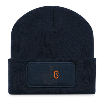 La montagne appelle - avec un mousqueton - Beanie recyclé à patch - bleu marine - Devant