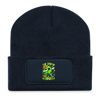 Six Seven Bruh Meme 67 St Patrick Day - Beanie recyclé à patch - bleu marine - Devant
