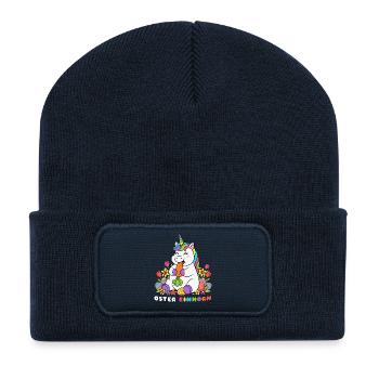 Osterhase Oster Einhorn Ostern - Recycelte Patch Beanie - French Navy - Vorne