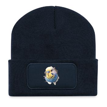 Perruche ondulée - Beanie recyclé à patch - bleu marine - Devant
