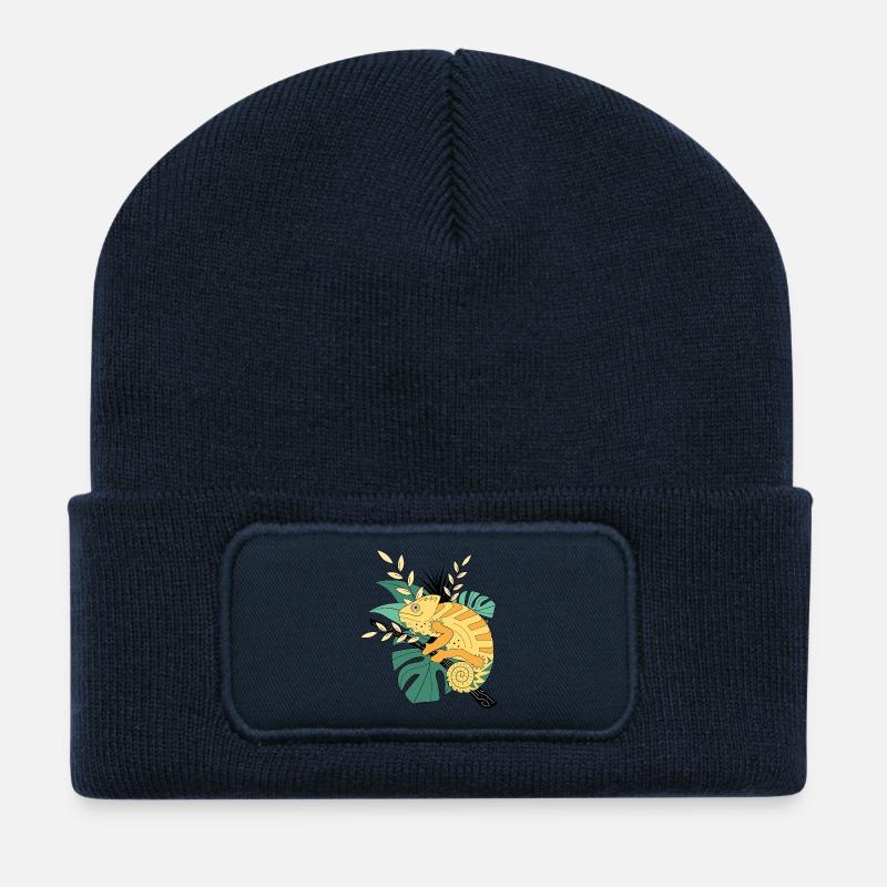 Buntes Chamäleon - Recycelte Patch Beanie - French Navy