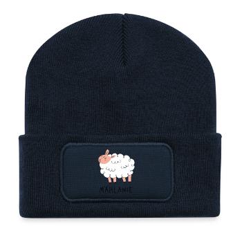 Cuddly Cloud Sheep - Recycled Patch Beanie - french navy - Front
