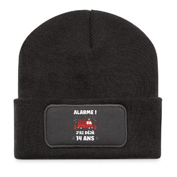 Alerte 14 ans Camion Pompier - Beanie recyclé à patch - charbon - Devant