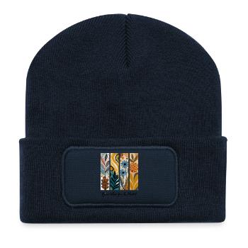 Blooming Botanical Panel Collage - Recycled Patch Beanie - french navy - Front
