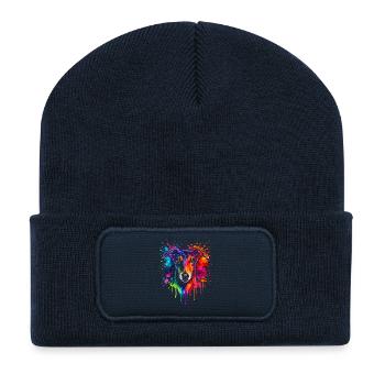 Greyhound | Windhund Pop Art - Recycelte Patch Beanie - French Navy - Vorne