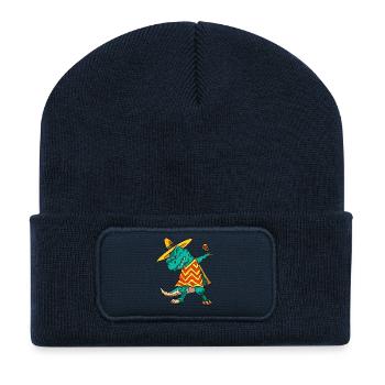 Dabbing T-rex Dinosaur Cinco De Mayo Fiesta 2026 - Recycelte Patch Beanie - French Navy - Vorne