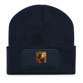 Another chapter on cat reading - Recycled Patch Beanie - french navy - Front