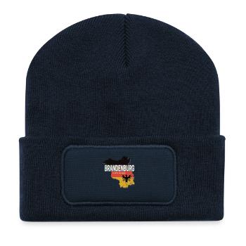 Brandenburg Deutschland Retro Bundesland Landkarte - Recycelte Patch Beanie - French Navy - Vorne