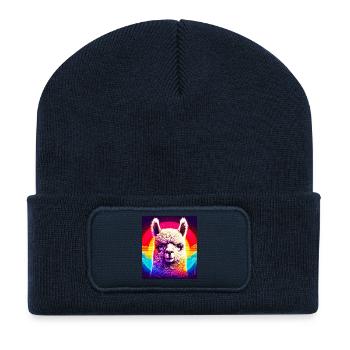 Alpaga - Beanie recyclé à patch - bleu marine - Devant