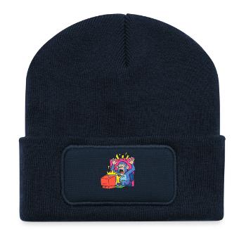 Alarme de singe sur l’ordinateur - Beanie recyclé à patch - bleu marine - Devant