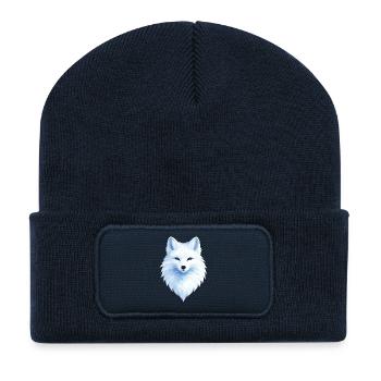 Polar Fox Blue Polygon– Geometric Polar Fox Design - Recycelte Patch Beanie - French Navy - Vorne