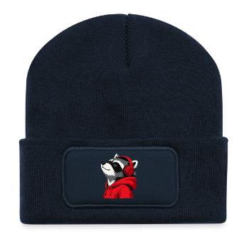 Raccoon Beats Hoodie Maskottchen - Recycelte Patch Beanie - French Navy - Vorne