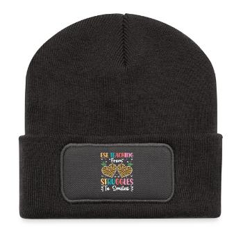 Geschenke für ESE-Lehrer - Recycelte Patch Beanie - Dunkelgrau - Vorne