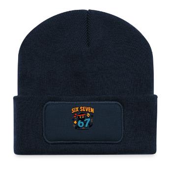Six Seven 67 Italian Brainrot Ninja Humor Funny - Recycled Patch Beanie - french navy - Front