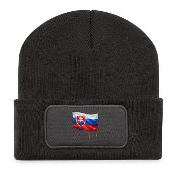Flag Slovakia Splashes of Color - Recycled Patch Beanie - dark grey - Front