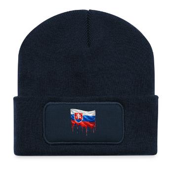 Drapeau Slovaquie Éclaboussures de couleur - Beanie recyclé à patch - bleu marine - Devant