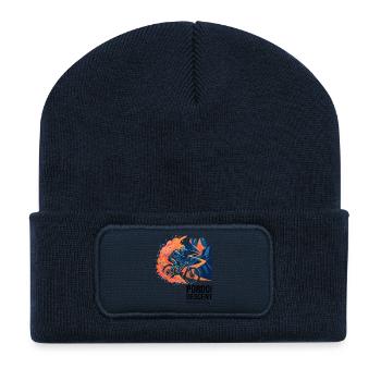 Pordoi Descent MTB Fast Action Modern Vector Art - Recycled Patch Beanie - french navy - Front