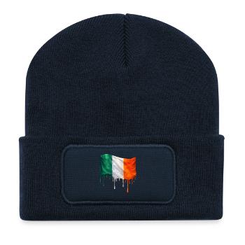 Irische Flagge bunte Farbe - Recycelte Patch Beanie - French Navy - Vorne