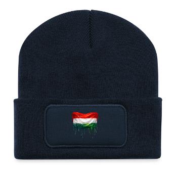 Drapeau hongrois couleur - Beanie recyclé à patch - bleu marine - Devant