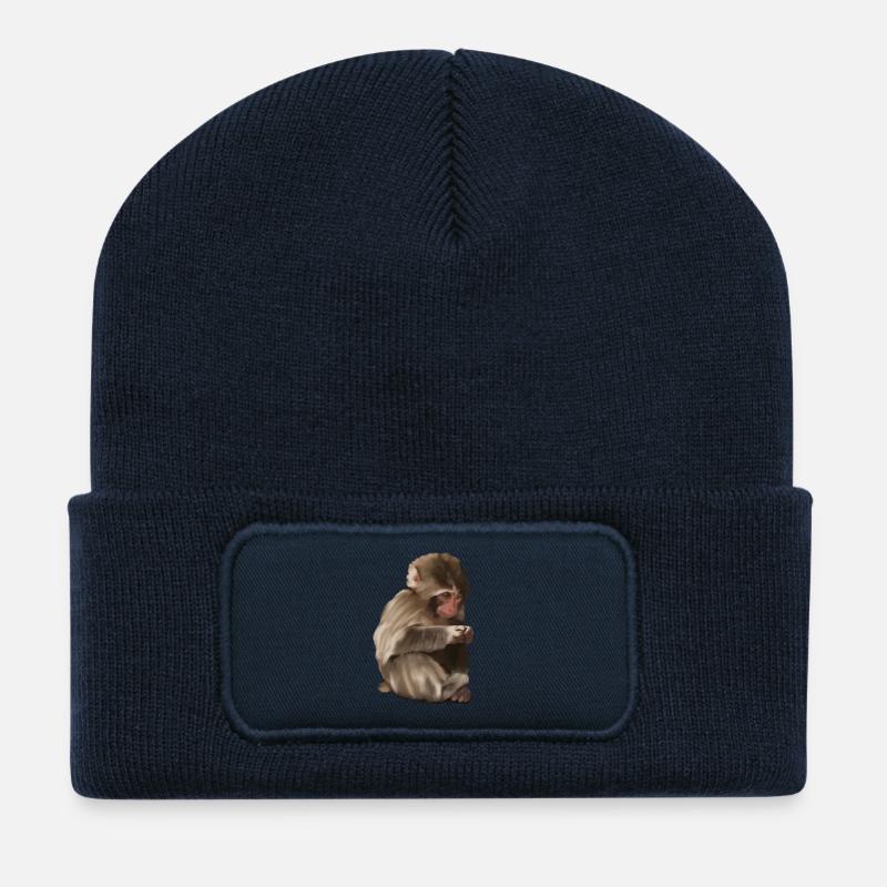 Punch - das einsame Äffchen - Recycelte Patch Beanie - French Navy