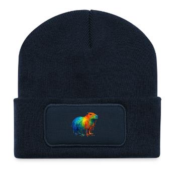 Capybara in bright colors - Recycled Patch Beanie - french navy - Front