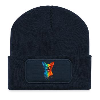Chihuahua in bright colors - Recycled Patch Beanie - french navy - Front