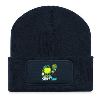 Court Tennis Cartoon - Recycled Patch Beanie - french navy - Front